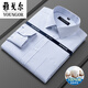 CEO Yageor men's 100% pure cotton middle-aged long-sleeved plaid striped shirt 2025 business and casual occupations no iron top 6629 [Blue and white plaid] 44 [Suggested 185-210Jin [Jin equals 0.5 kg]]