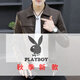 花花公子（PLAYBOY）春秋季新款海宁翻领皮夹克男士韩版修身百搭冬季保暖加绒外套男 9902咖啡 2XL 体重135-150