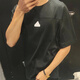 
Adidas short-sleeved T-shirt for men 2025 summer new sportswear knitted breathable loose round neck top half sleeve IA8129 pure cotton IT3937 black XL