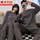 Victoria's style couple pajamas for spring and autumn new long-sleeved cotton men and women casual striped home clothes two-piece set #XF-15568 M women [75-100]Jin[Jin equals 0.5 kg]