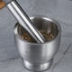Enshousu garlic pounder stainless steel 304 extra thick hammer bowl household mashing jar grinding manual garlic mortar mortar mortar mortar 17CM outer diameter thickened conical stainless steel bowl