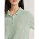 
Inman French POLO neck beaded short sleeve sweater for women 2025 summer new commuter shoulder short top white M