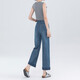 Tennis nine-point straight jeans for women in summer new casual pants, small loose and slim high waist wide-leg pants blue thin 2XL