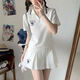 Xia Xinu (Xiarxeneu) Akademie Style JK Temperament Set 1391 Menschen Sammlung Uniformen Tausendfache Sternshosen Rock Kurzarm Shirt Taille Shirt Casual White (Polo-Hemd + Hosenrock) [Set] S s s s s s s s