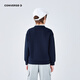 Converse Converse long-sleeved polo shirt for boys and girls 2025 new autumn retro printed children's loose and breathable top Navy blue 130/64 Recommended height 116-122cm