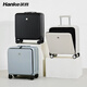 Hanke front side open cover suitcase for women 20-inch small 18 business aluminum frame trolley case lightweight boarding suitcase smoke white-full open cover[9859] 18-inch_mounting case horizontal version can be installed with 15.6-inch computer_