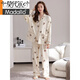Modal Pyjamas für Frauen im Frühjahr und Herbst Pure Cotton Long-Ärger-Strickjacken Feel Cute Cotton können außerhalb von Freizeitkleidungsanzug für Frauen F9227 L [Empfohlen 100-120jin [Jin gleich 0,5 kg] tragen]