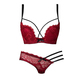 MODAL 2025 Nouveau sous-vêtements en dentelle sexy en dentelle pour les petits seins minces pour femmes rassemblées beaux soutiens de soutien-gorge rouge set creux feu pur noir (costume) Modèle phare S (32_70abc tasse)