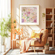 Long time no see Gao Jing cream style living room decoration painting abstract fresh floral sofa background wall artistic porch hanging painting