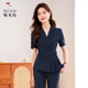 Traje de manga corta gris de carpintero Juego para mujeres Temperamento profesional de verano Gerente de vinos Herramienta Beauty Salon Jewellry Work Ropa 9732 Traje gris + B256 Pantalones grises XL (113-122Jin [Jin es igual a 0,5 kg])