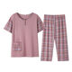 Mu Fengqing, Mutter und ältere Mutter Pyjamas, Damen, reine Baumwoll-Kurzärärmel-Sommer-Dünne, lässige alte Dame Thin Home Clothes Sommer YMY3937 2xl [Vorschlag 135-155jin [Jin gleich 0,5 kg]]]