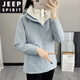 
JEEP SPIRIT jacket for women 2025 new autumn and winter plus velvet thickened three-in-one removable windproof waterproof mountaineering suit for men and women Hibiscus purple silver fox velvet liner M