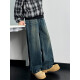 Zengzhi Retro Blue Wide Leg Jeans Herren Spring Neue lose gerade Hosen 2025 American High Street Vibe Casual Hosen Schwarzer Verlauf 1049 s