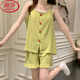 Langsha (Langsha) Yunduo-Baumwollpyjamas für Frauen im Sommer mit Brustpolster Sexy Hosentender Set modische High-End-Heimkleidung für Frauen kann außerhalb von 9226 Green 2xL getragen werden (empfohlen 140-160jin [Jin gleich 0,5 kg])