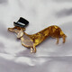 QUAMER French acetic acid animal puppy brooch niche personality cartoon dachshund suit coat coat accessories