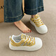 Zapatos para mujeres 2025 Nuevo verano hueco transpirable espesor grueso altura que mejora pequeños zapatos blancos de moda personalizados versátiles zapatos deportivos casuales ygnx-3103 amarillo 37