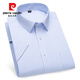 Pierre Cardin Shirt Herren High-End Pure Cotton Kurzärmelig-Sommer-Shirt Casual Business Nicht scENENDE Anti-Falten-Falten-Feste Farbe cool und komfortabler DX6626 38
