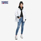 
TOMMY JEANS women's fashion ripped flag embroidery piece tight and slim elastic washing jeans DW0DW13784