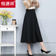 Hengyuanxiang's new autumn and winter skirt for women, mid-length, high-waisted, Korean-style black skirt, slim, large size, versatile a-line skirt, black with pockets, thin XL, recommended 105-125 Jin Jin equals 0.5 kg