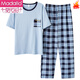 Pantalones de manga corta de pijama de verano modal estudiante de algodón puro algodón de algodón puro otoño suelto mimbreva delgada ropa del hogar traje primavera y otoño 3519 pantalones de manga corta dientes de hombres l [100-125jin [Jin equivale a 0.5 kg]]