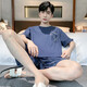 2025 new pajamas men's summer cotton thin short-sleeved shorts suit for teenagers casual home clothes can be worn outside HDE9922 L