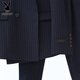 Playboy (PLAYBOY) striped suit suit men's business formal two-piece suit British trend Korean version slim small suit professional dress navy blue double-breasted suit + trousers S /46