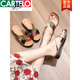 CARTELO Mother Slippers for women in summer wear genuine leather soft sole middle-aged sandals flat non-slip sandals for middle-aged and elderly people large size 1278 beige 35