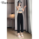 Tachimis Touch Miss High-End Casual Lose Wide-Big Hosen für Frauen 2025 Neuer Sommer-Dünnstil Slim Small Garderobe Harem Hosen Black S 85-99Jin [Jin ist 0,5 kg]