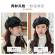 BuyYii hat for women's autumn and winter new style designer dual-purpose octagonal hat trendy British fashion solid color beret Japanese literary face-showing tabloid hat BLM-42 solid color two-wear octagonal hat black M (56-58cm)