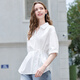Baitu betu women's clothing 2025 summer new shirt lazy versatile and versatile not easy to wrinkle irregular top for women 2507T24 white M