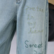 
Fairy's pocket silence is gold letter embroidered wide-leg jeans for women 2025 autumn new loose light straight pants letter light blue M