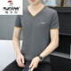 
Woodpecker 2025 new Xinjiang pure cotton men's short-sleeved T-shirt base shirt V-neck T-shirt trendy half-sleeved summer top 691 white M