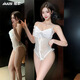Ji UUy Sexy Pyjamas pour femmes en dentelle ouverte sans décoller à la suspension Toasing Pure Lust Temptation 9922 Blanc, Single Taille