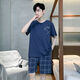 Мужская пижама Mu Fengqing Summer Shorked Shorts Новый подросток хлопок плюс жир плюс размером среднего возраста набор домашней одежды Summer HD9928 [Новый набор] L [Вес 100-125 JIN [JIN равно 0,5 кг]]