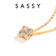 SASSY four-leaf clover 18K gold aquamarine necklace for women, stylish design, light luxury gem pendant, birthday gift for girlfriend
