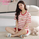 
Modal pajamas ladies summer 2024 new pure cotton shortsleeved shorts two-piece suit summer striped home clothes can be worn outside Z9856 M [recommended to wear 80-100Jin [Jin equals 0.5 kg]]