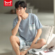 Catman (Miiow) reines Baumwollkurzarmpyjama für den Sommer-Dünnstil von Männern kann außen für Teenage Stripes Herren Home Clothes Lose Summer Style A679 L (empfohlen 115-135 Jin [Jin gleich 0,5 kg]) getragen werden.