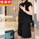 Hengyuanxiang 2025 super hot summer outfit is generous and decent. A whole set of old money style wears black short-sleeved shirts and shorts for women. Black shirt [This year's popular tops are fashionable and unique. M
