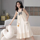 Victoria's style summer suspender nightgown for women's new pure cotton student Korean version sweet and slim and cute bow sleeveless pajamas for girls CA6167 (nightskirt) M size recommendation (85-105Jin [Jin equals 0.5 kg])