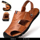 Rowilcs Brand Sandalias retro de verano Nuevas sandalias de cuero de cuero para hombres Sandalias de doble uso de hombres versátiles versátiles de playa casual de playa-marrón amarillo [9701 sandalias] 38