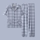 QLTQZQ Herren Pyjamas Herren kurzärmeliger Sommer Dünne Baumwolle Teenager Pyjamas Herren Plus Size Frühling und Sommerkleidung G3884 Blau (kurzärmelig) 175 l [Empfohlen 100-120 Jin [Jin gleich 0,5 kg]]