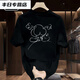 
TYBURN2025 summer heavyweight T-shirt casual and versatile short-sleeved fly-eating sketch style print white short-sleeved (front and back D9923) S Suggestion (90-110Jin [Jin equals 0.5 kg])