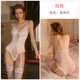 
Mesh lace splicing deep V lace hollow temptation tight one-piece crotch-open underwear women's pajamas suit white (onesie) one size 80-120