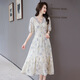 Ehangy Light Luxury Brand Dress for Women 2025 Summer Nuevo sentimiento de gama alta de moda que cubre el vientre versátil de desplazamiento de la luna blanca M