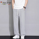 Woodpecker high-quality summer ice silk straight-leg casual pants for men's ice-sensing thin style versatile draping loose wide-leg trendy pants JS983 black 3XL