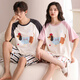 Langsha pareja pijama para mujeres en verano algodón puro 2025 nuevos pantalones cortos de manga corta para hombres, dibujos animados puede usar traje de ropa para el hogar afuera 844 mujeres m