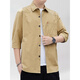 Kooshi Luxus reines Baumwoll-Kurzärmel-Hemd Herren Sommer 500-7-viertel-Ärmel Arbeit Top Casual halbärmelige Hemdjacke Herren Q6626 Khaki M [90-110jin [Jin gleich 0,5 kg]]]