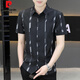 皮尔卡丹（pierre cardin）新款2025夏季男士短袖衬衫潮流痞帅气感冰丝衬衫薄款凉爽衬衣 7027黑色 M 90-110斤
