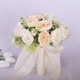 
Zhenxi bride gets a marriage certificate and holds flowers and takes photos and props. Simulated flowers and bouquets of weddings. White roses. Three lives and three lives. [Champagne + white]