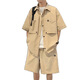 Heyu neuer chinesischer Stil Freizeitanzug Herren Sommer dünnes Kurzarm Shirt Großgröße National Trendy Shirts Shorts Set D695 Single Top Black M.